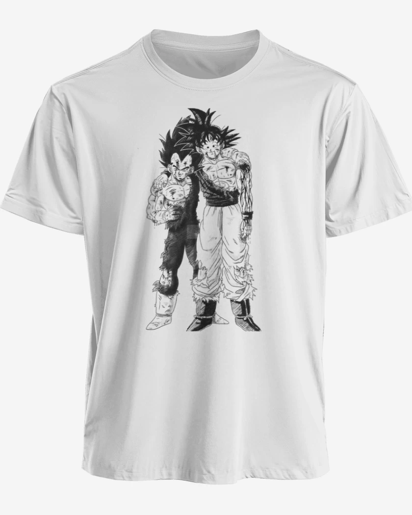 Polera premium Blanco de Goku y Vegeta