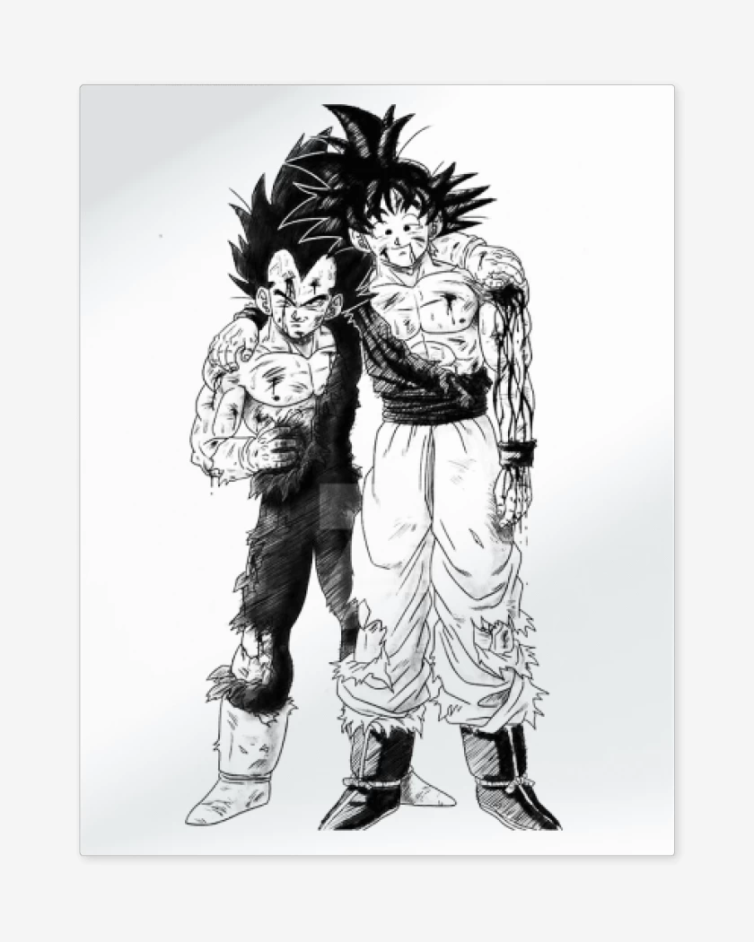 Print metalico Blanco de Goku y Vegeta