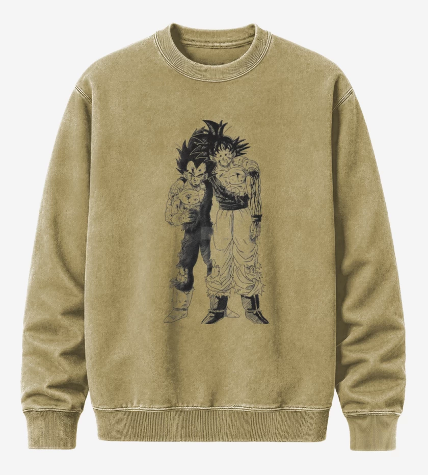 Poleron Polo Acid Wash Beige de Goku y Vegeta