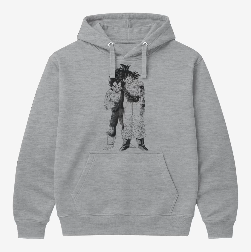 Polerón Canguro Gris Melange de Goku y Vegeta