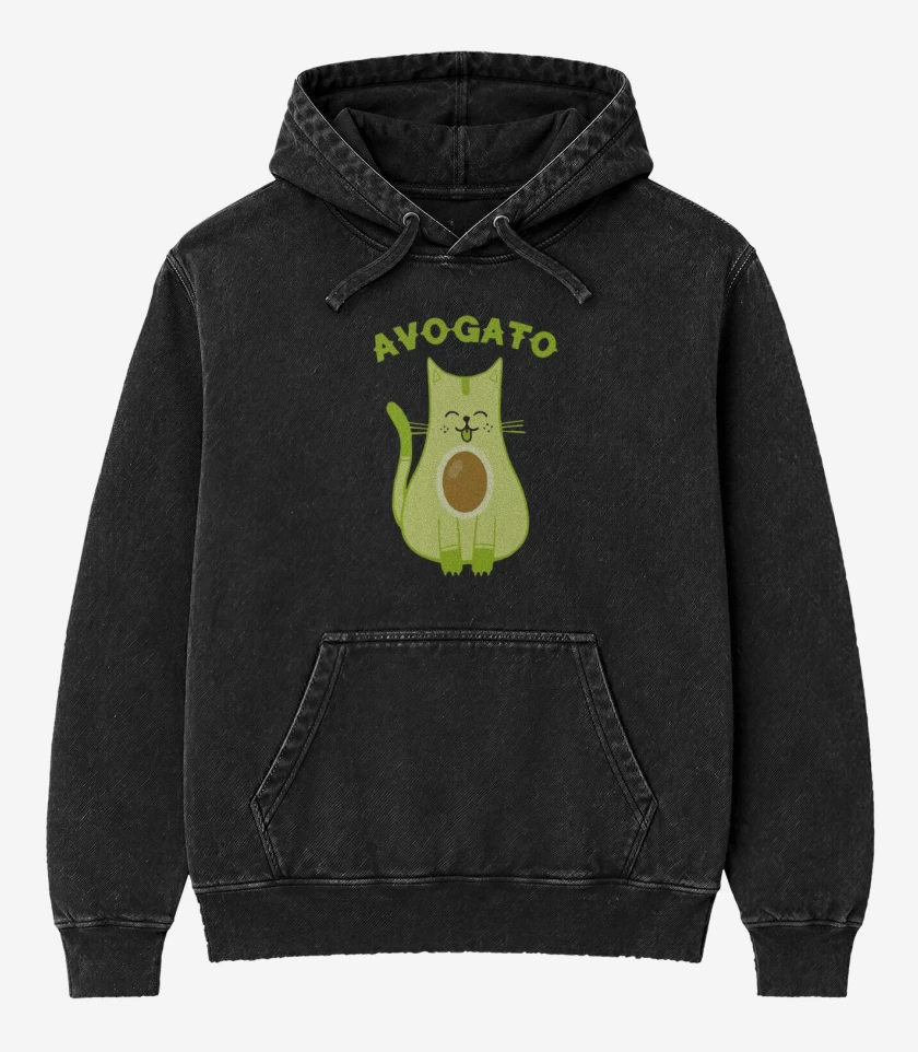 Poleron Canguro Acid Wash Negro de Avogato