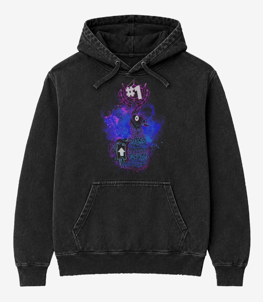 Poleron Canguro Acid Wash Negro de Piñata fornite