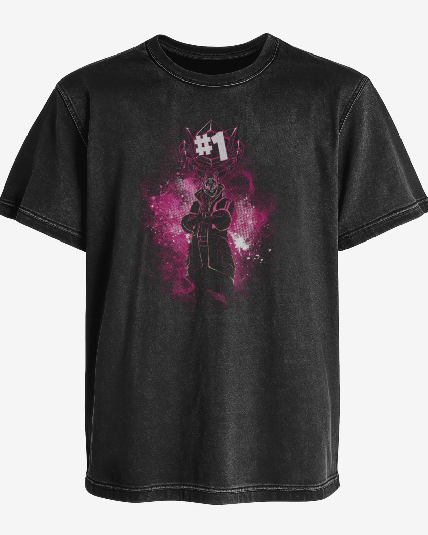 Polera desgastada Negro de Fornite 2