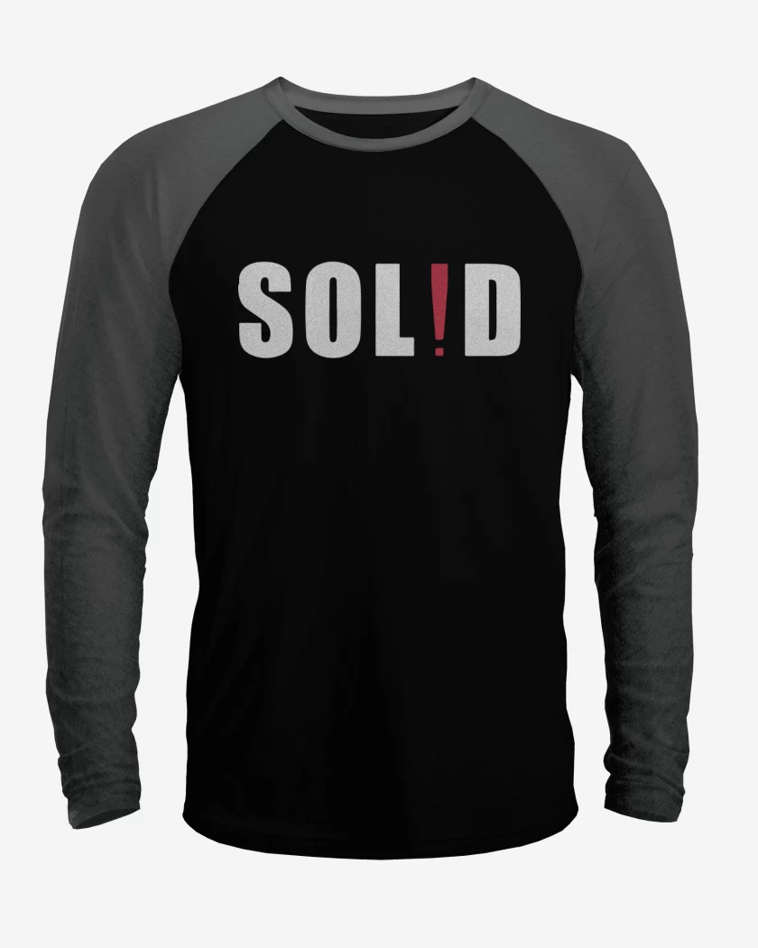 Polera Raglan Negro / Negro Heather de Sol!d