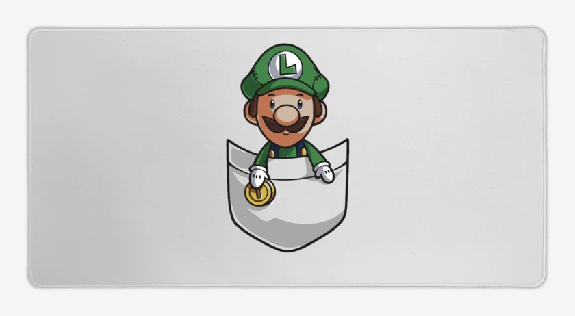 Mouse pad Gamer Blanco de Luigi de bolsillo