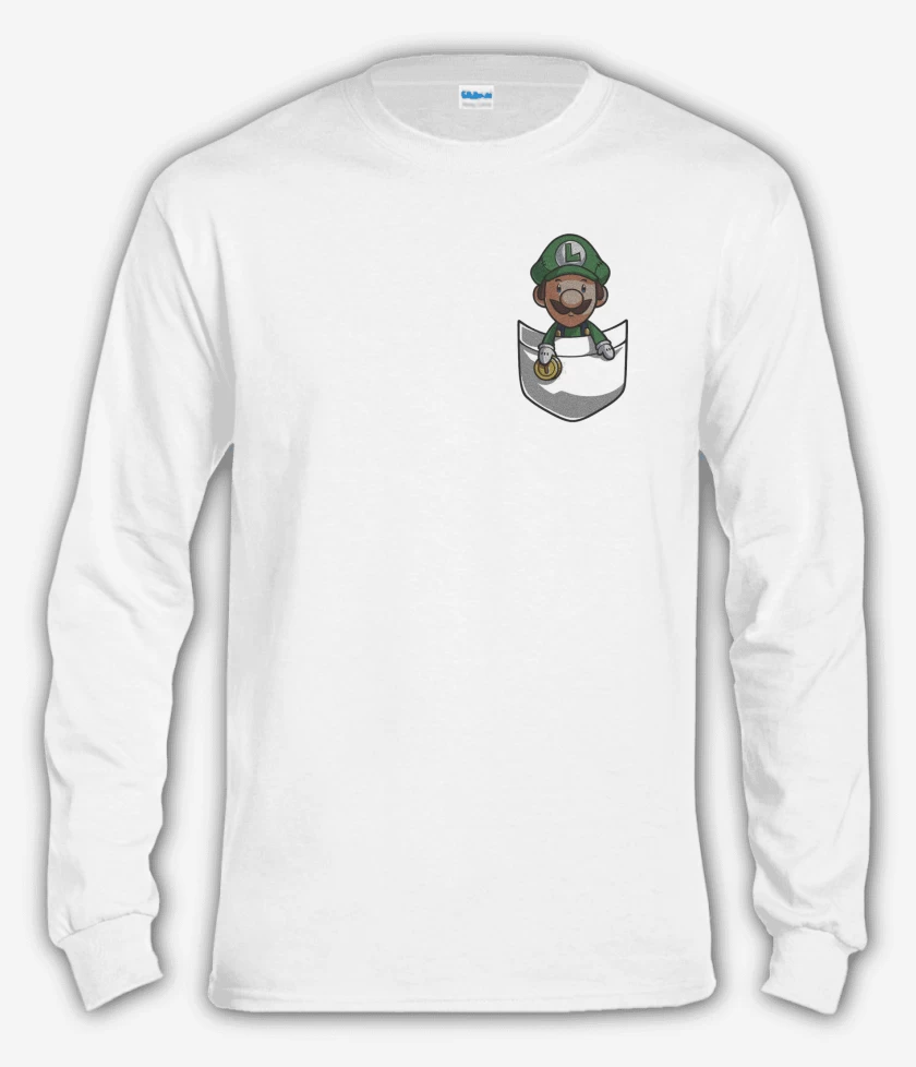 Polera manga larga Blanco de Luigi de bolsillo