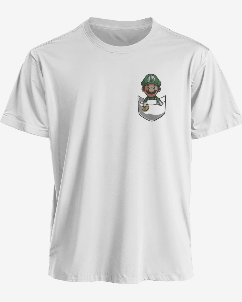 Polera premium Blanco de Luigi de bolsillo