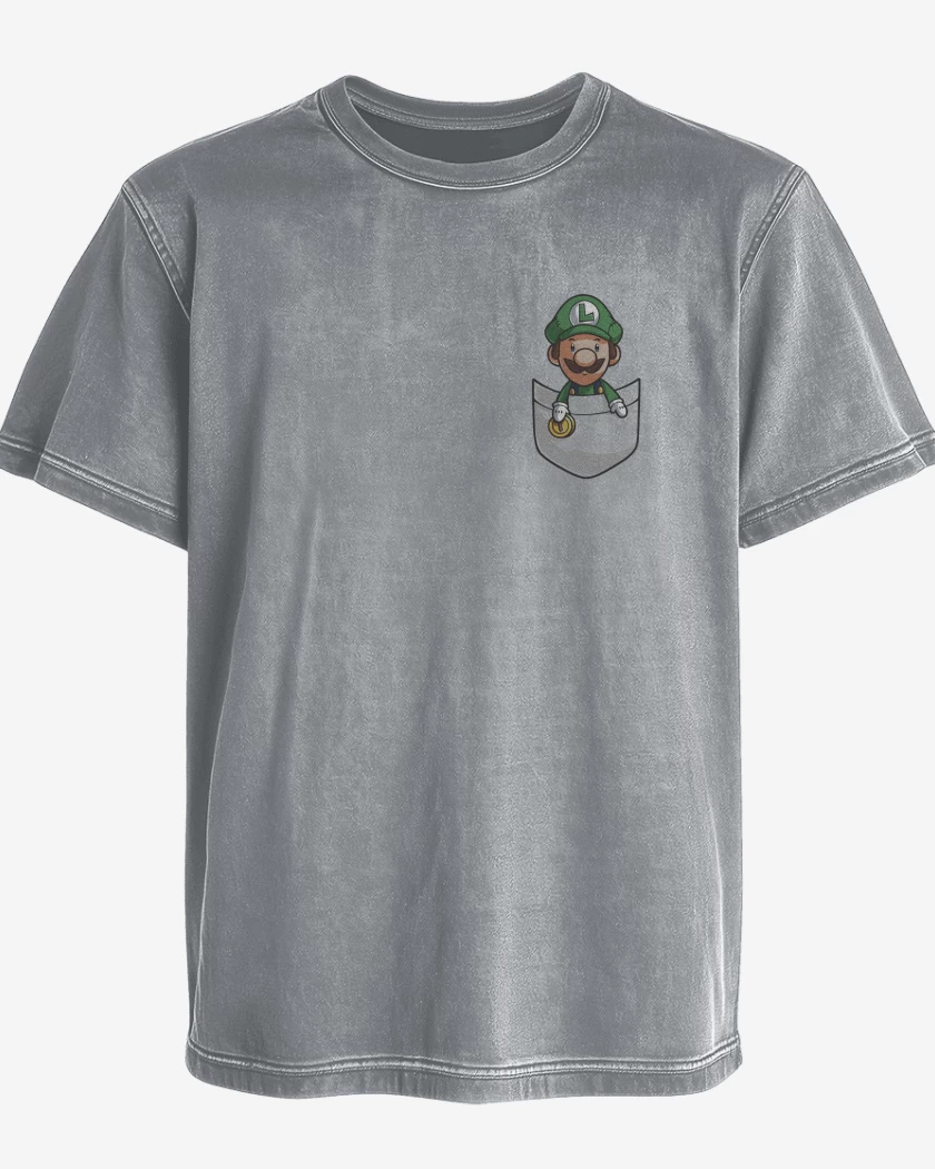 Polera desgastada Gris Melange de Luigi de bolsillo