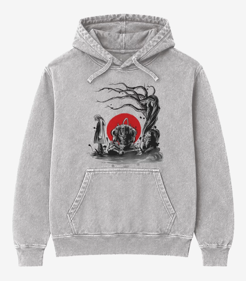 Poleron Canguro Acid Wash Gris Melange de Full metal alchemist 2