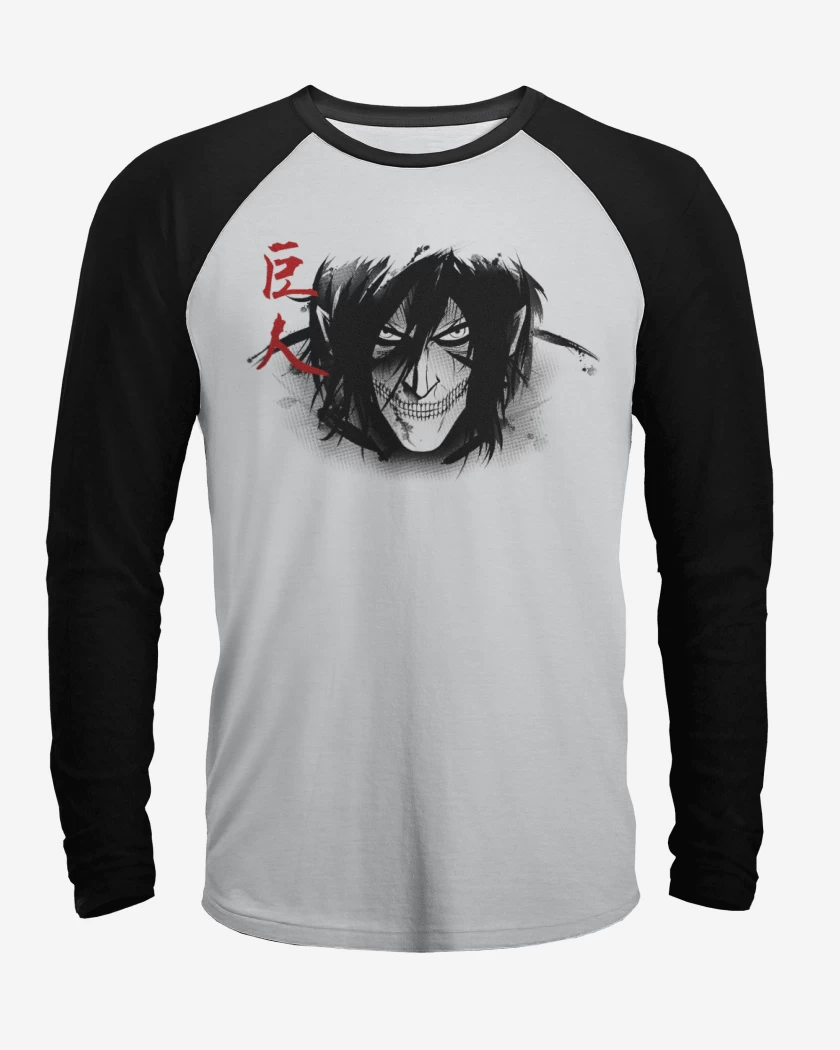 Polera Raglan Blanco / Negro de Titan Eren