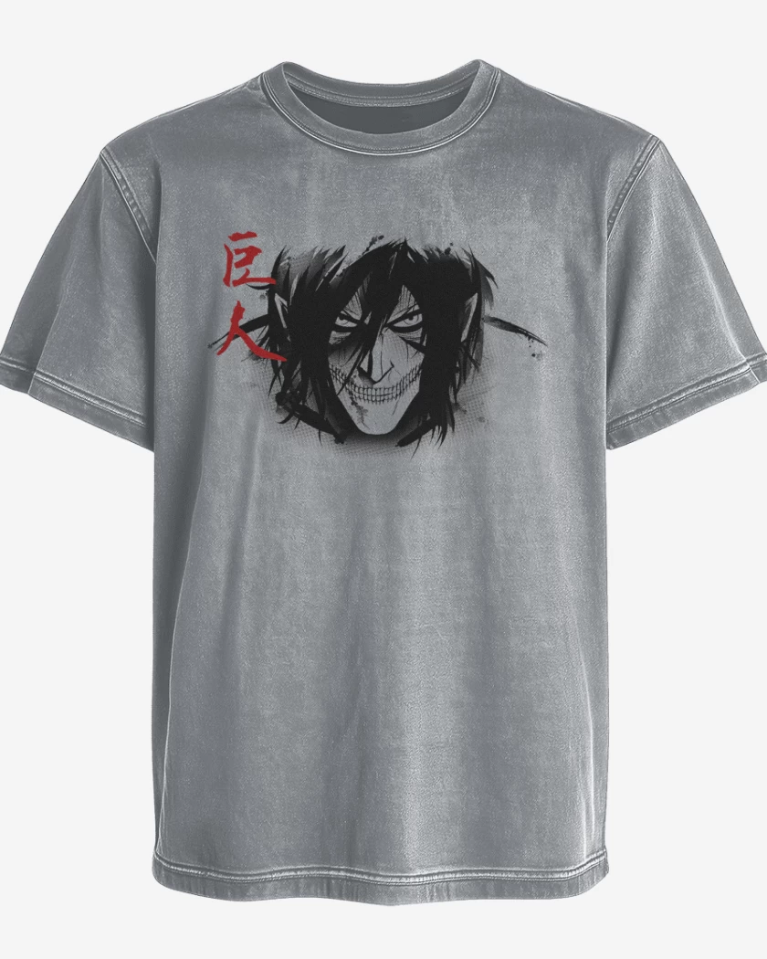 Polera desgastada Gris Melange de Titan Eren