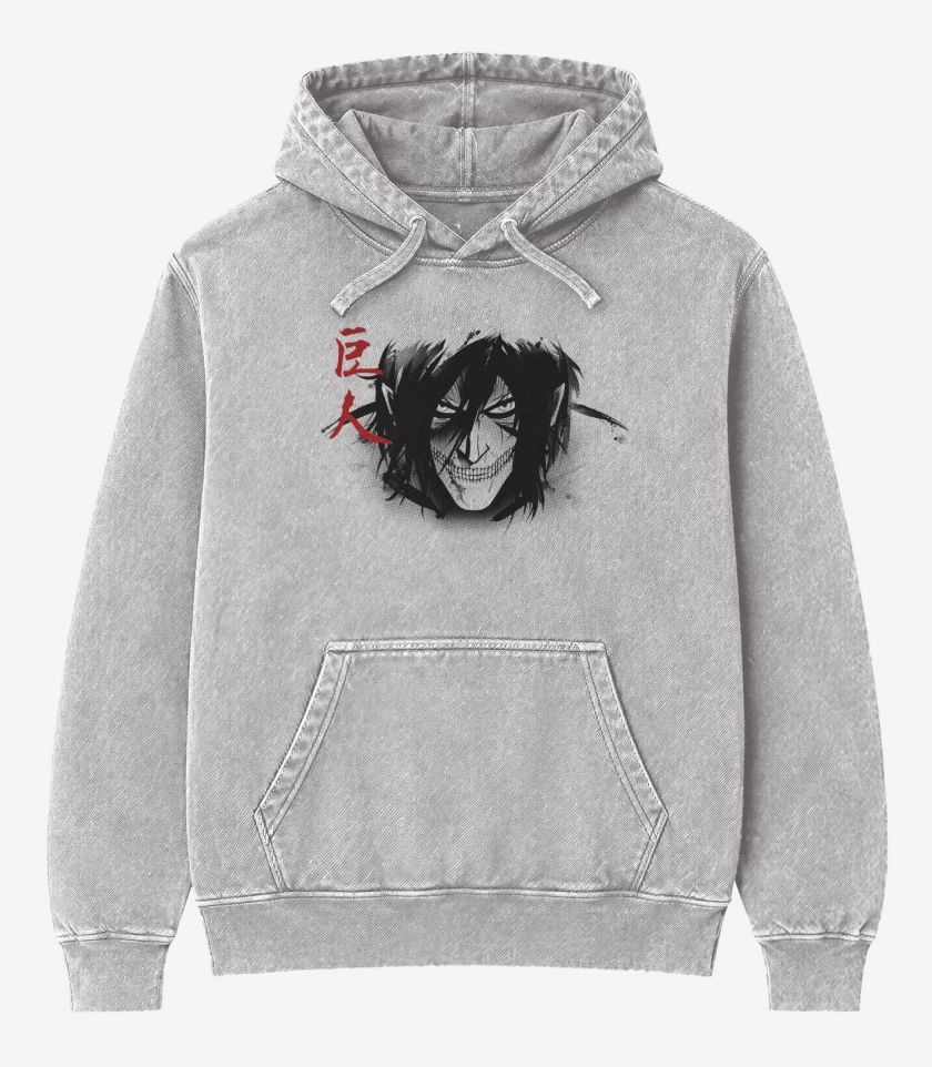 Poleron Canguro Acid Wash Gris Melange de Titan Eren