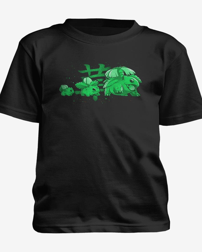 Polera de niño Negro de bulbasaur evolution