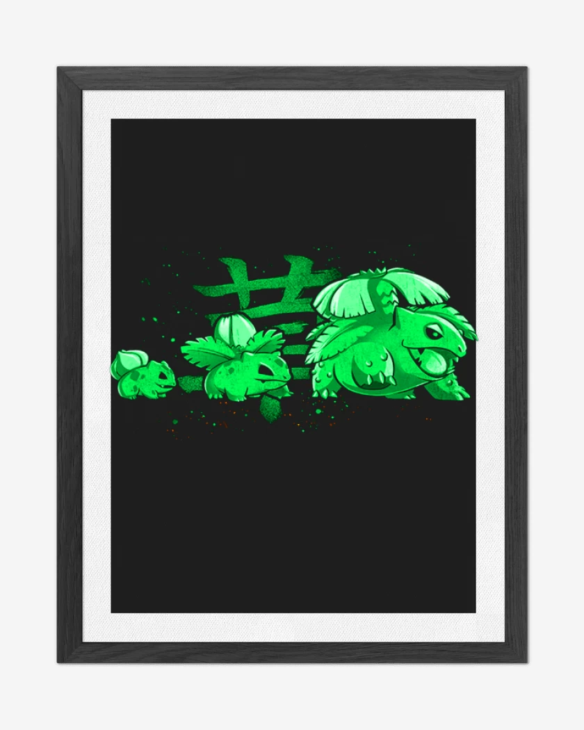 Cuadro decorativo Negro de bulbasaur evolution