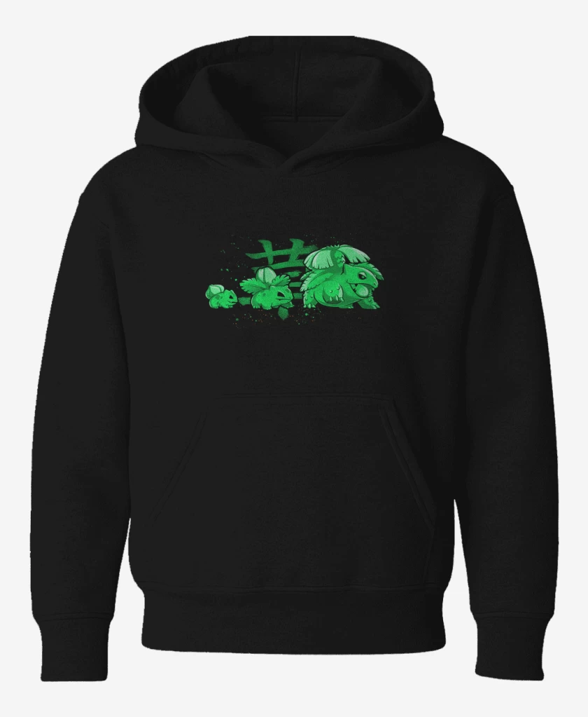Poleron de niño Negro de bulbasaur evolution