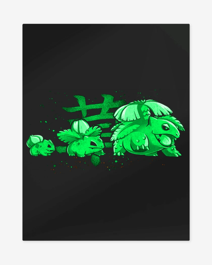 Print metalico Negro de bulbasaur evolution