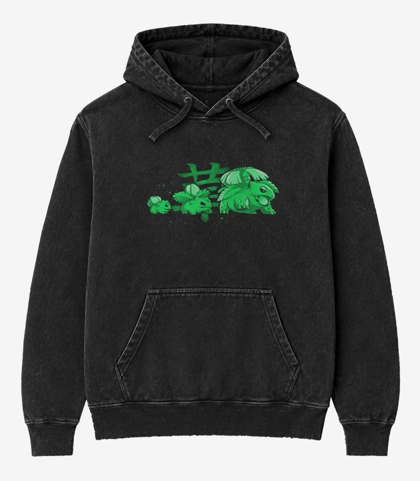Poleron Canguro Acid Wash Negro de bulbasaur evolution