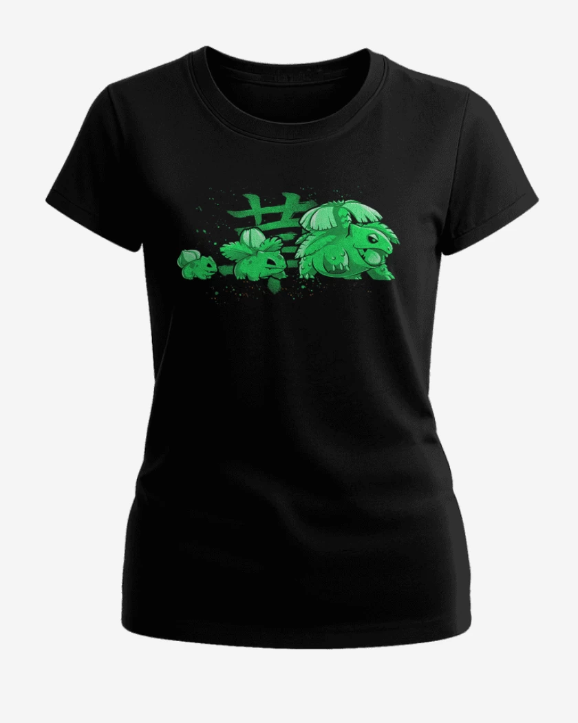 Polera de Mujer Negro de bulbasaur evolution