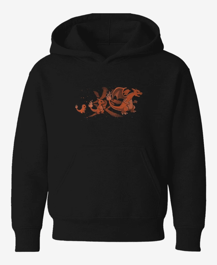 Poleron de niño Negro de Charmander evolution