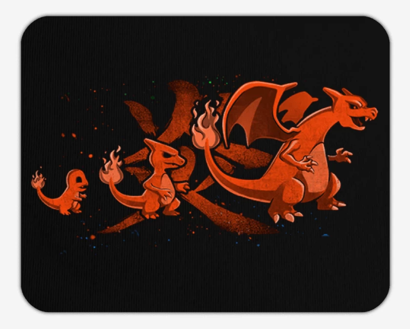 Mousepad Negro de Charmander evolution