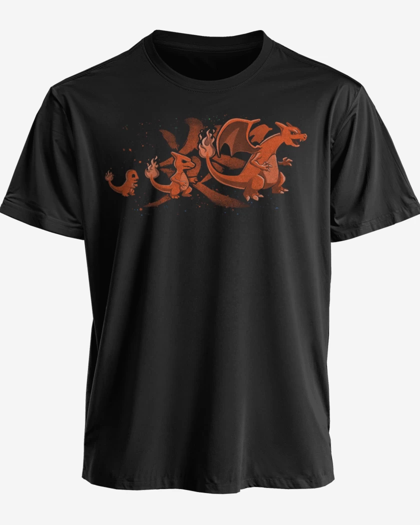 Polera premium Negro de Charmander evolution