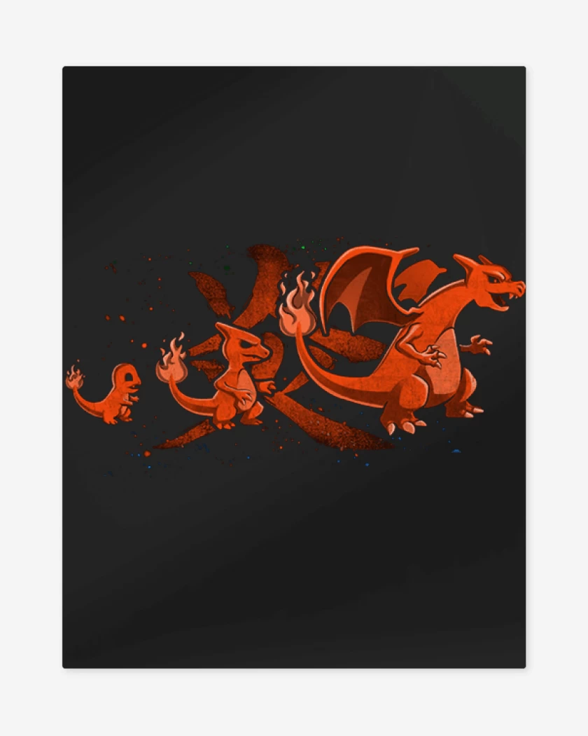 Print metalico Negro de Charmander evolution