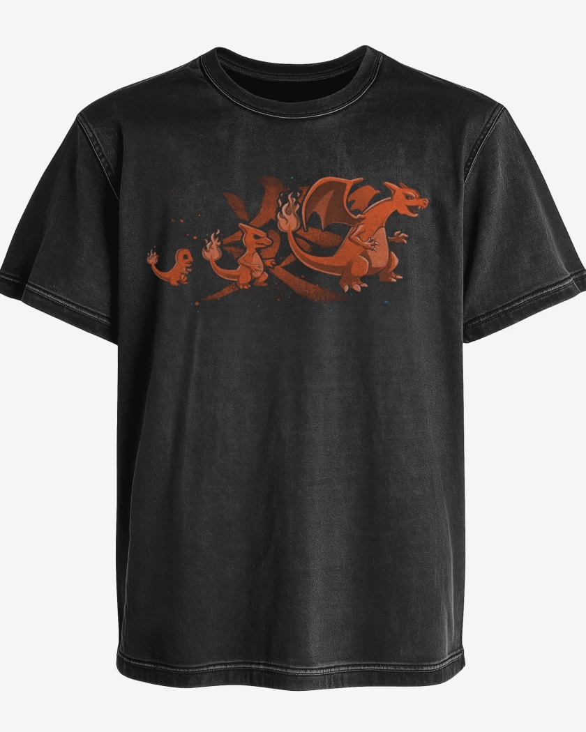 Polera desgastada Charmander evolution