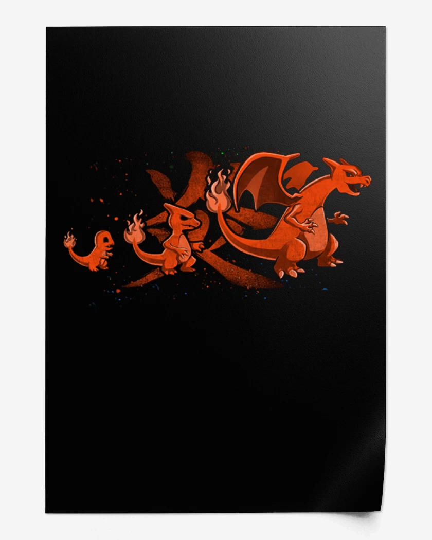 Print Negro de Charmander evolution