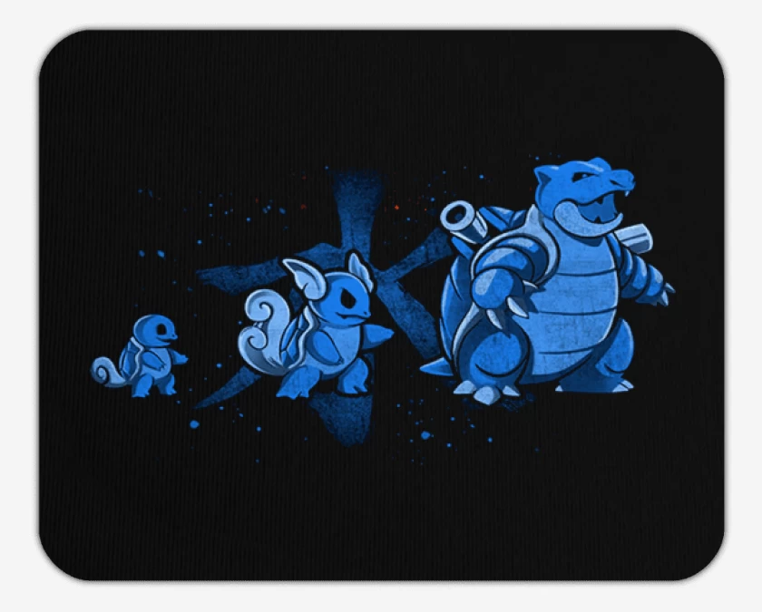 Mousepad Negro de squirtle evolution