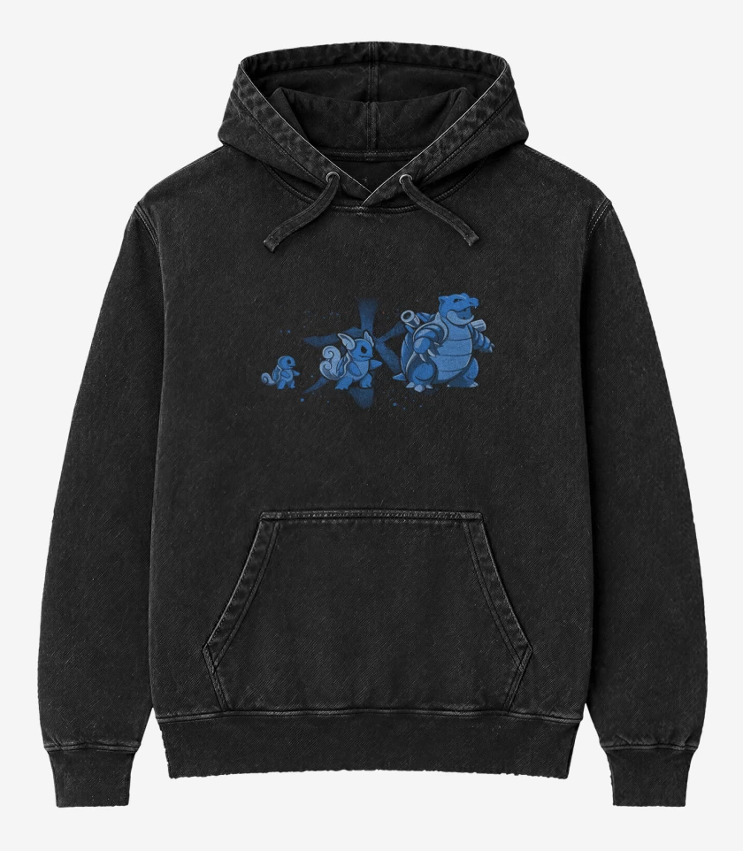 Poleron Canguro Acid Wash Negro de squirtle evolution