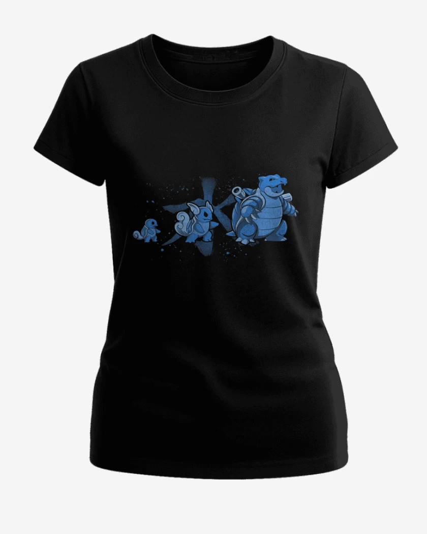 Polera de Mujer Negro de squirtle evolution