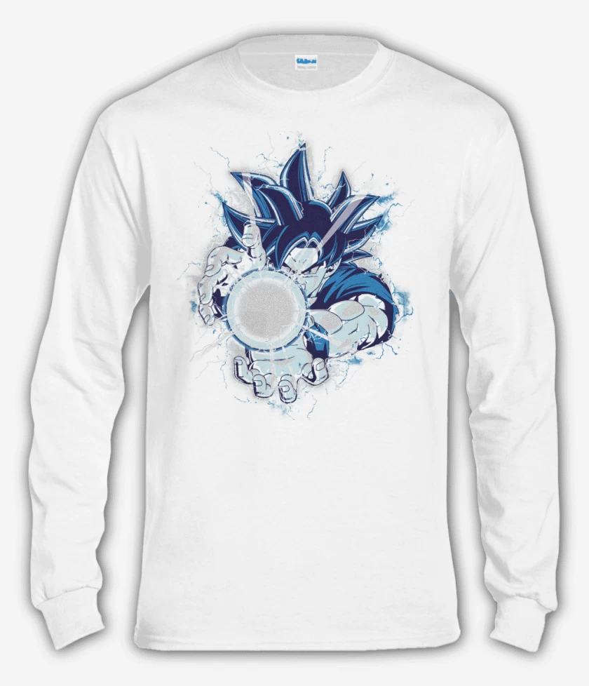 Polera manga larga Blanco de kame hame goku