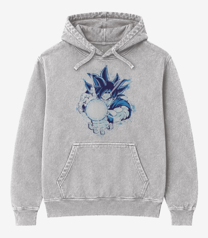 Poleron Canguro Acid Wash Gris Melange de kame hame goku