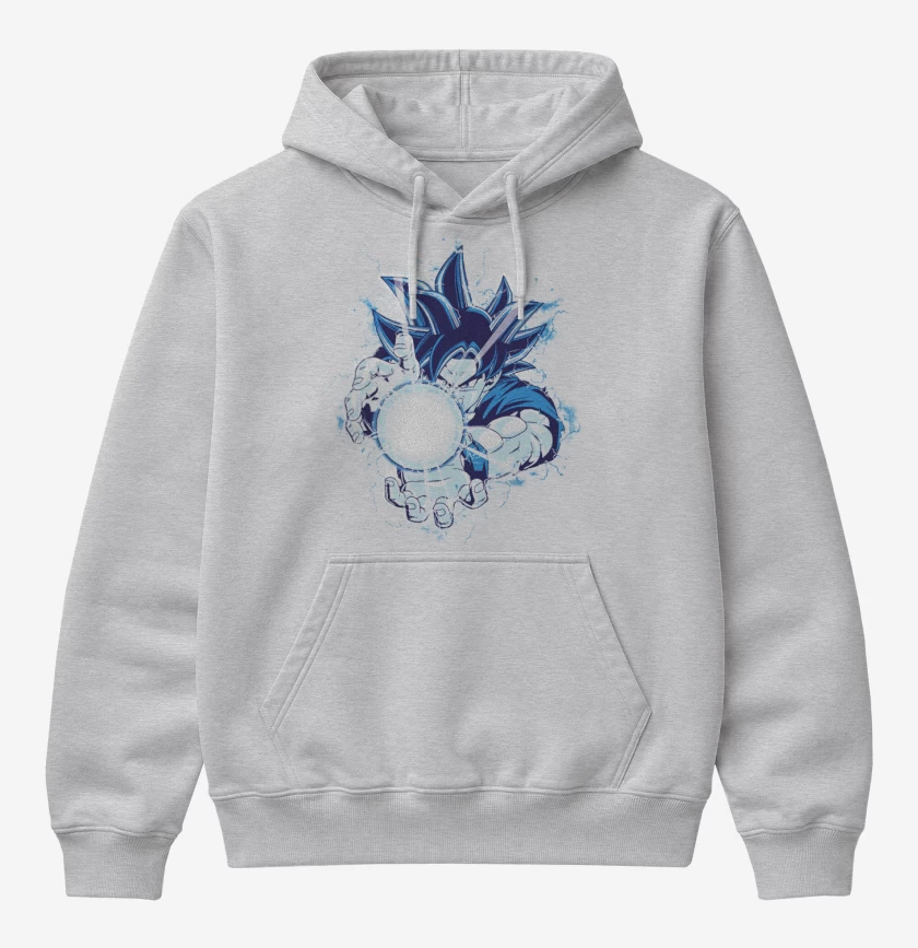 Poleron Canguro básico Gris Melange de kame hame goku
