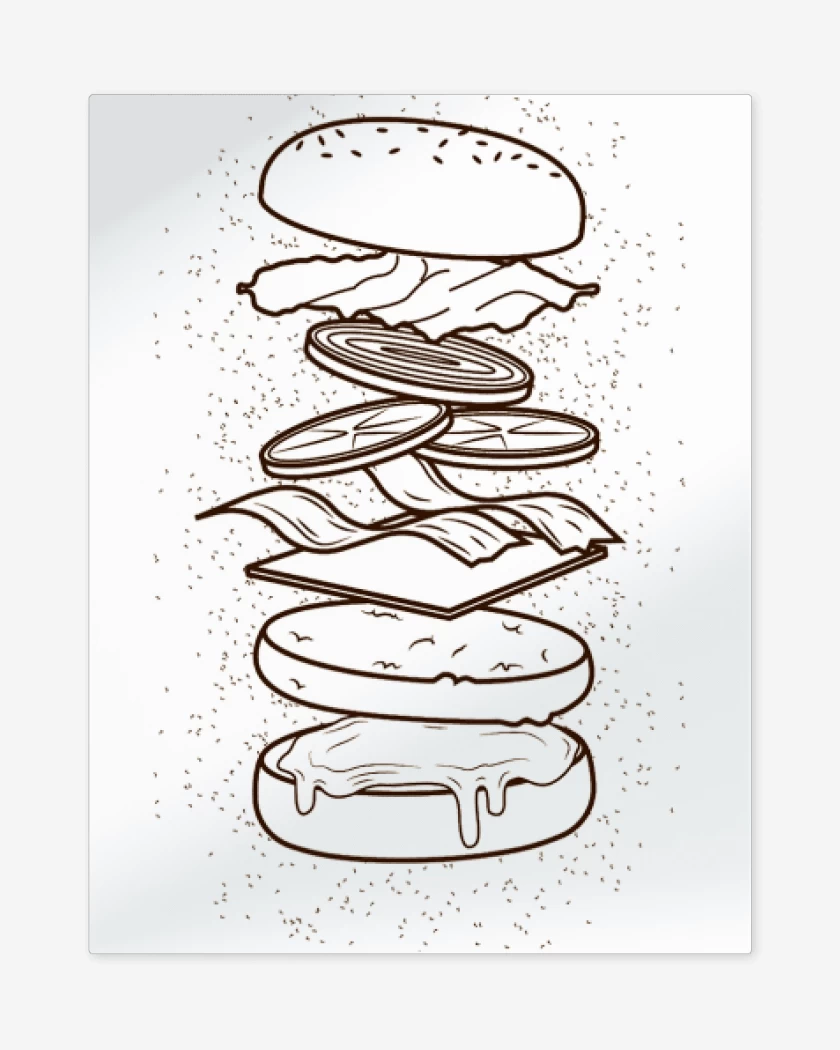 Print metalico Blanco de burguer