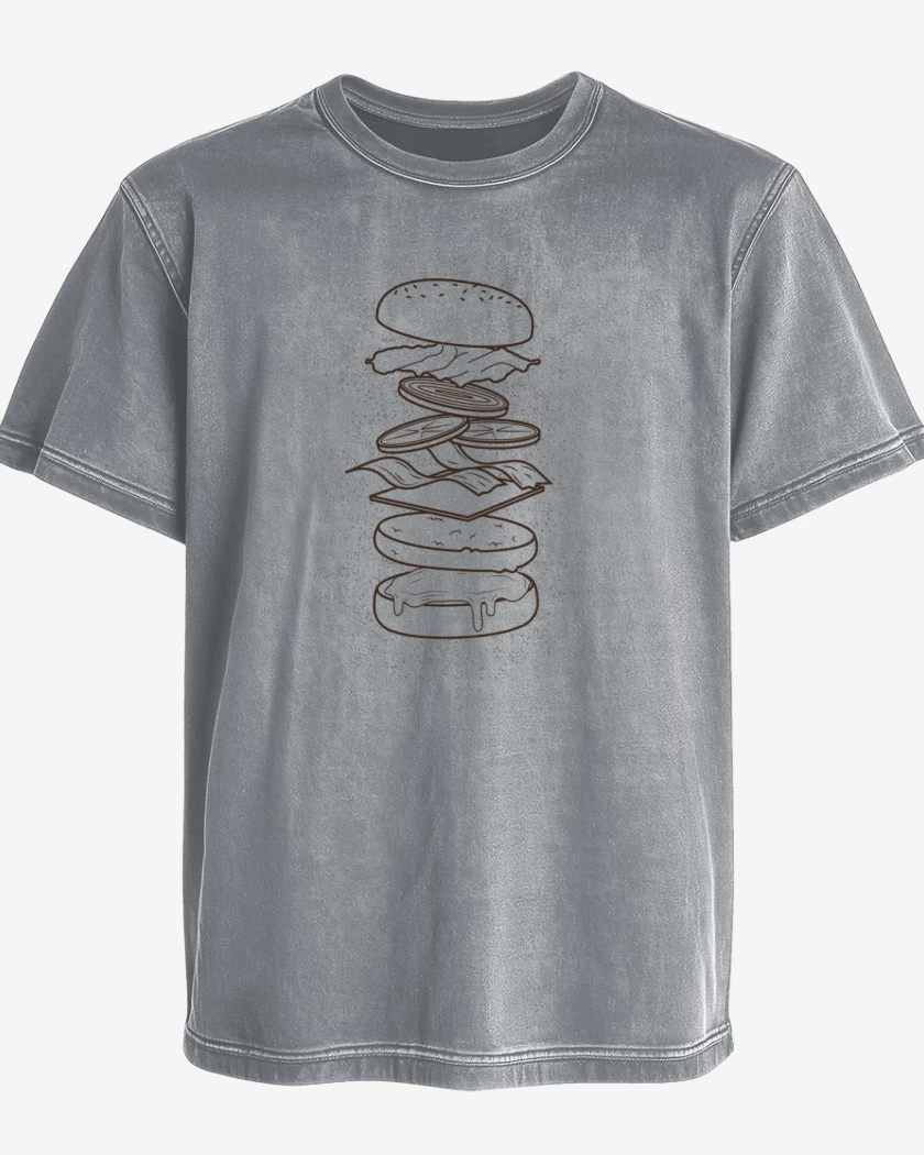 Polera desgastada Gris Melange de burguer