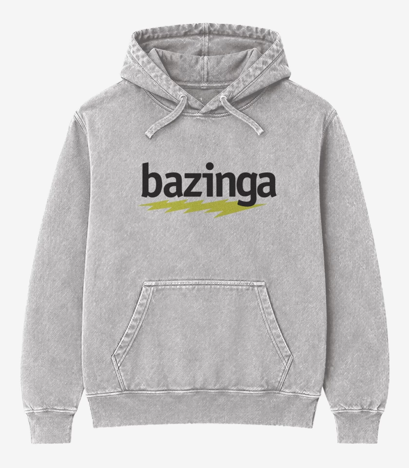 Poleron Canguro Acid Wash Gris Melange de Bazinga 2