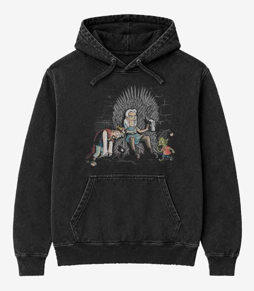 Poleron Canguro Acid Wash Negro de Desencanto