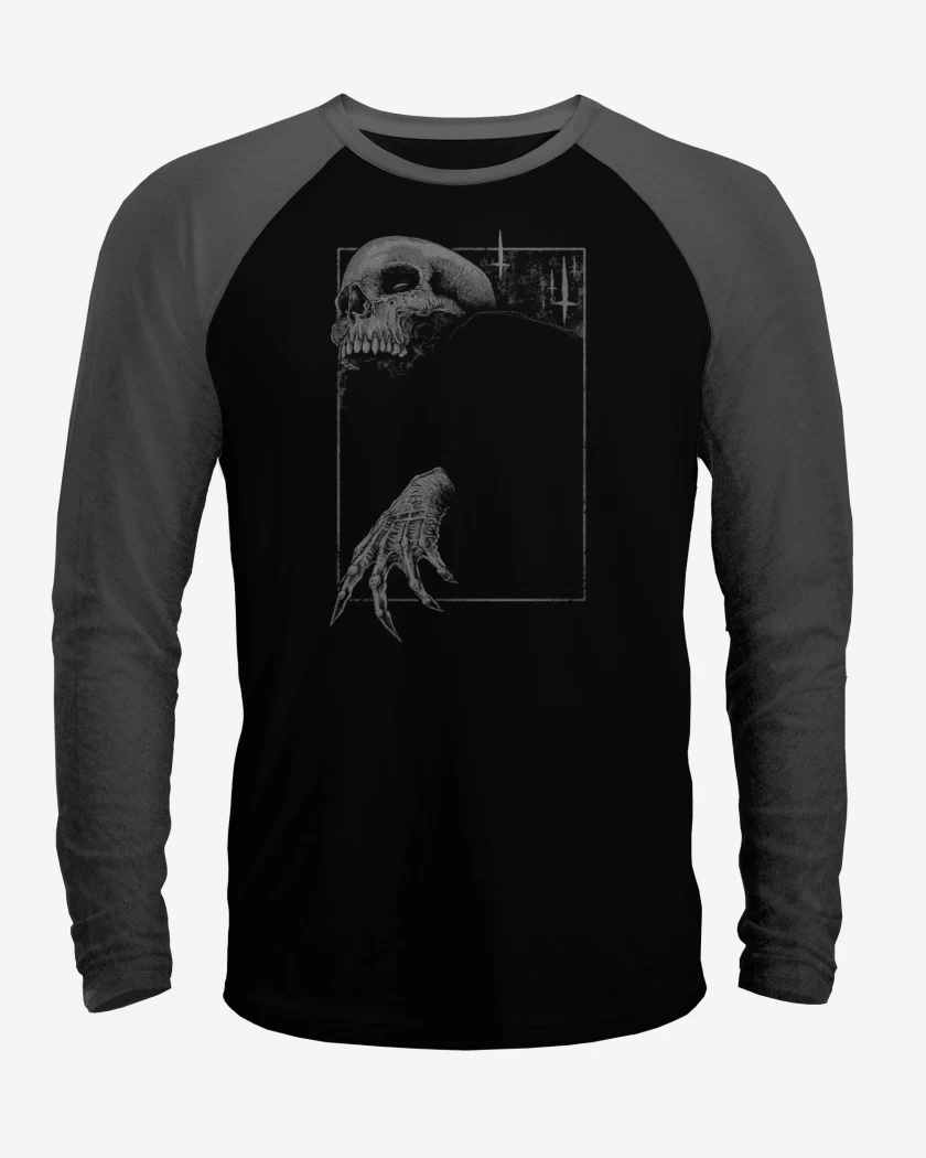 Polera Raglan Negro / Negro Heather de skull death