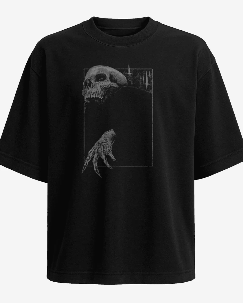 Polera Oversize Negro de skull death