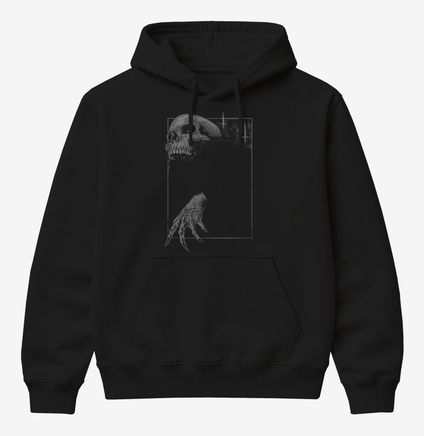 Poleron Canguro básico Negro de skull death