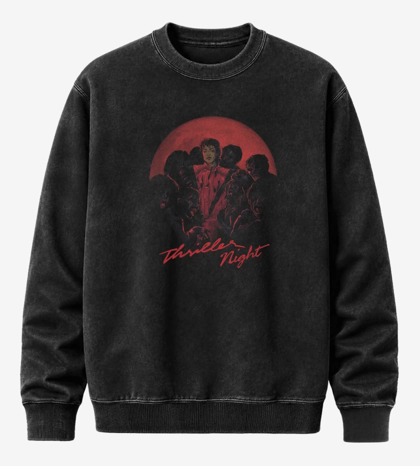 Poleron Polo Acid Wash Negro de Thriller Night 
