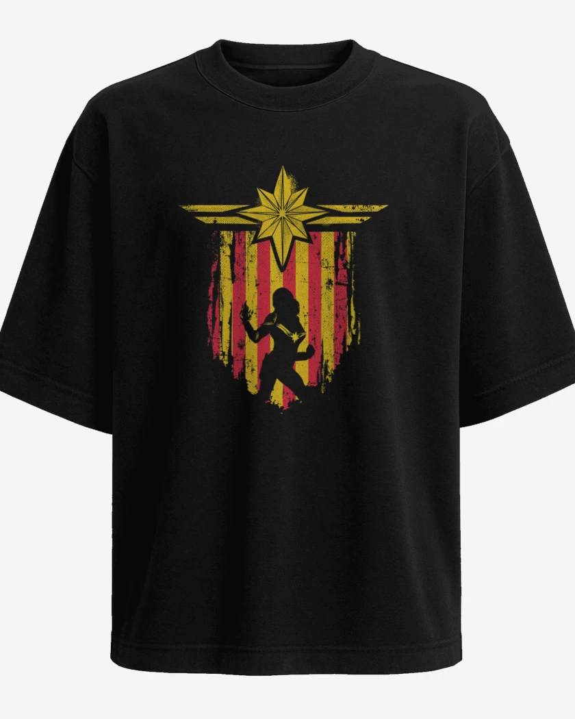Polera Oversize Capitana Marvel  escudo