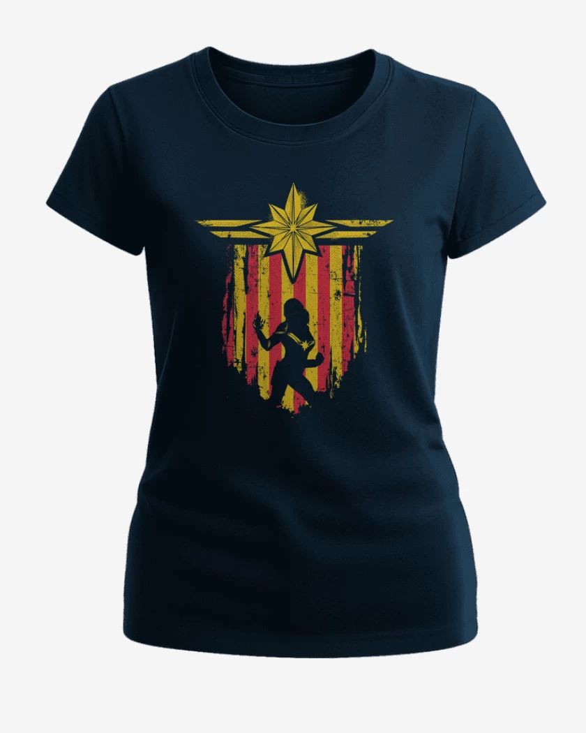 Polera de Mujer Azul Marino de Capitana Marvel  escudo