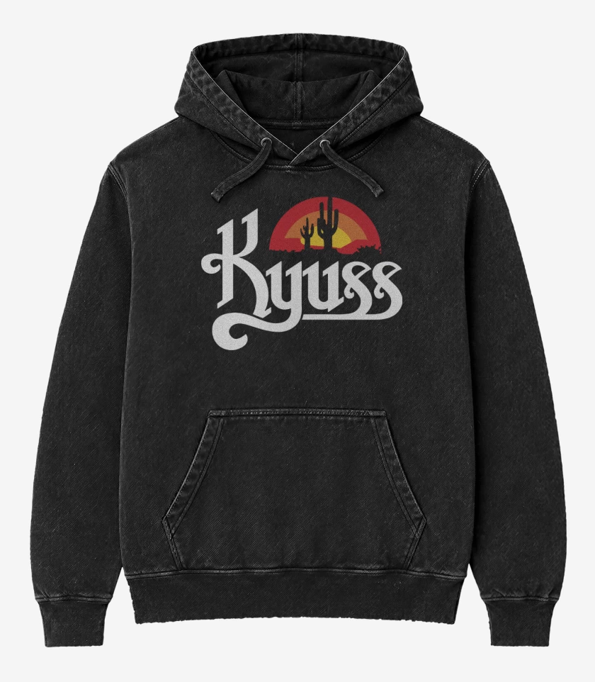 Poleron Canguro Acid Wash Negro de Kyuss