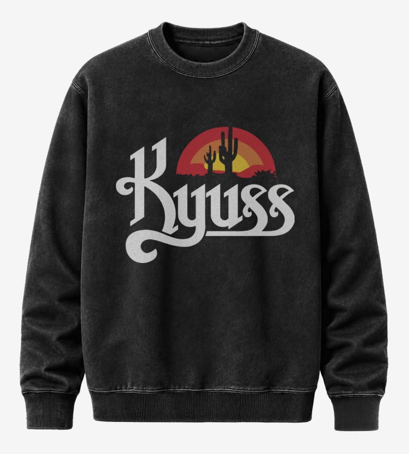 Poleron Polo Acid Wash Negro de Kyuss