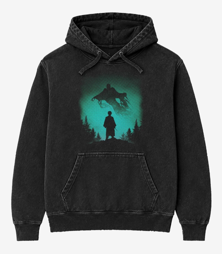 Poleron Canguro Acid Wash Negro de Dementor II