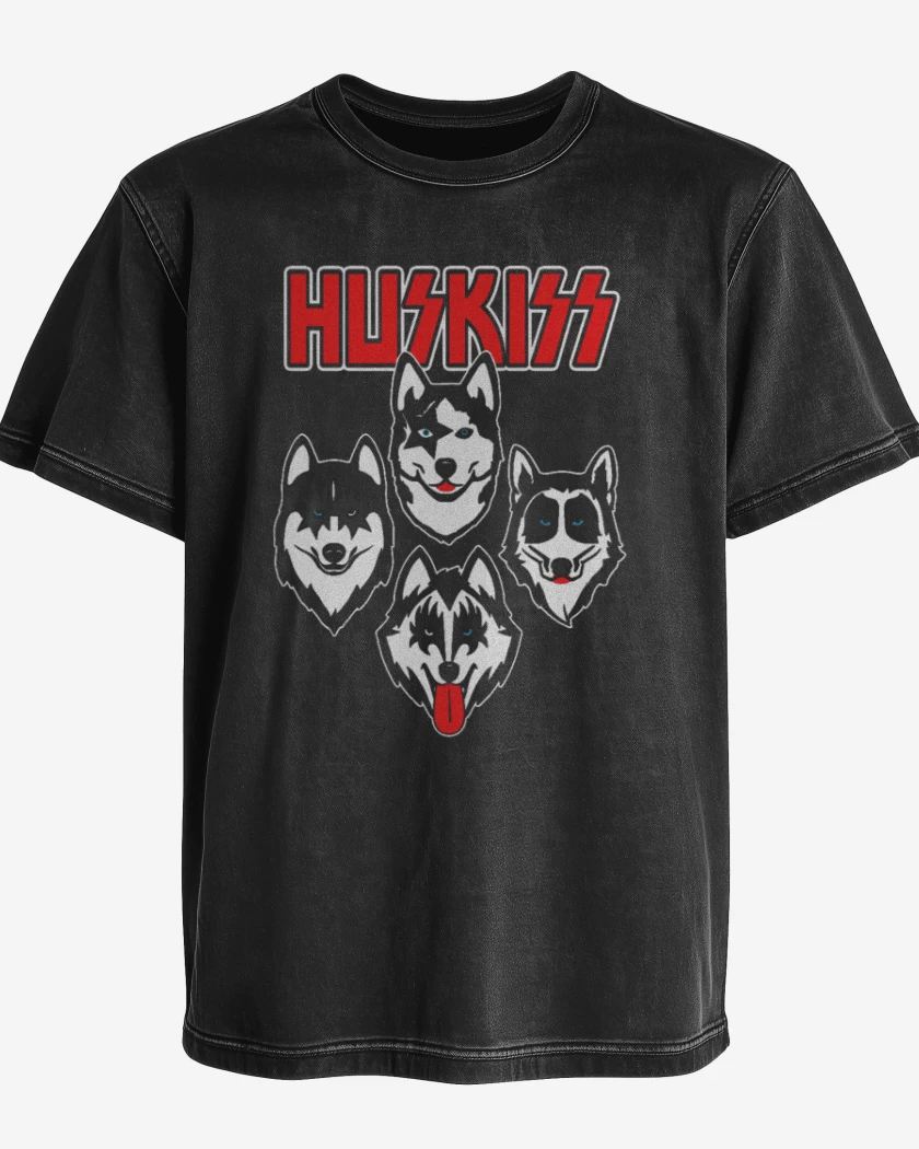 Polera desgastada Negro de huskis