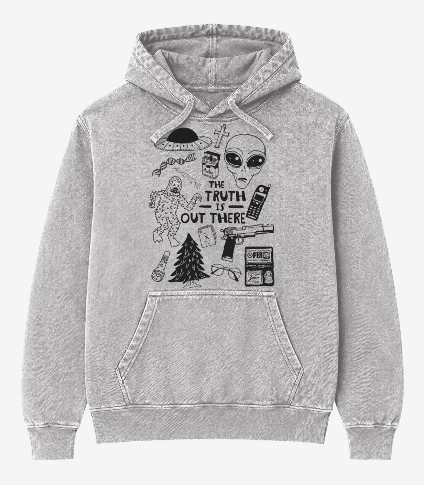Poleron Canguro Acid Wash Gris Melange de archivos X 