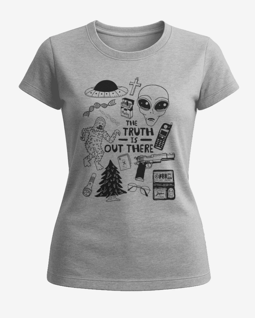 Polera de Mujer Gris Melange de archivos X 